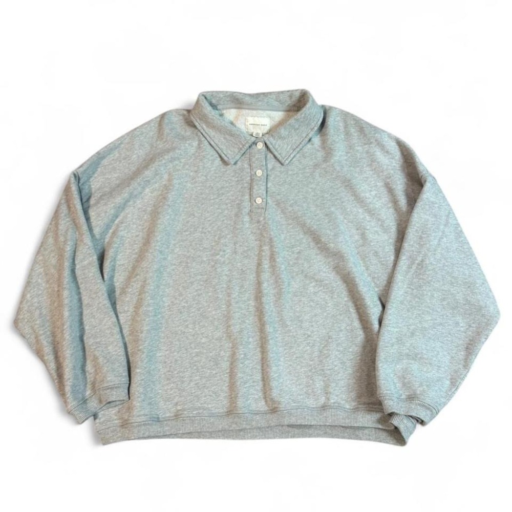 American Eagle Gray collared‎ pullover sweatshirt crewneck size XXL